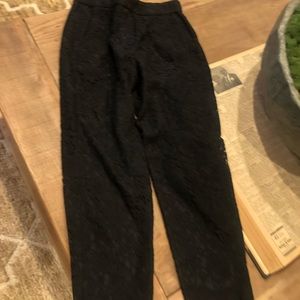 Black lace cropped pants